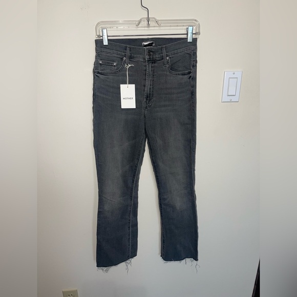 NWT MOTHER INSIDER CROP STEP FRAY straight grey jeans 26 - Picture 7 of 10